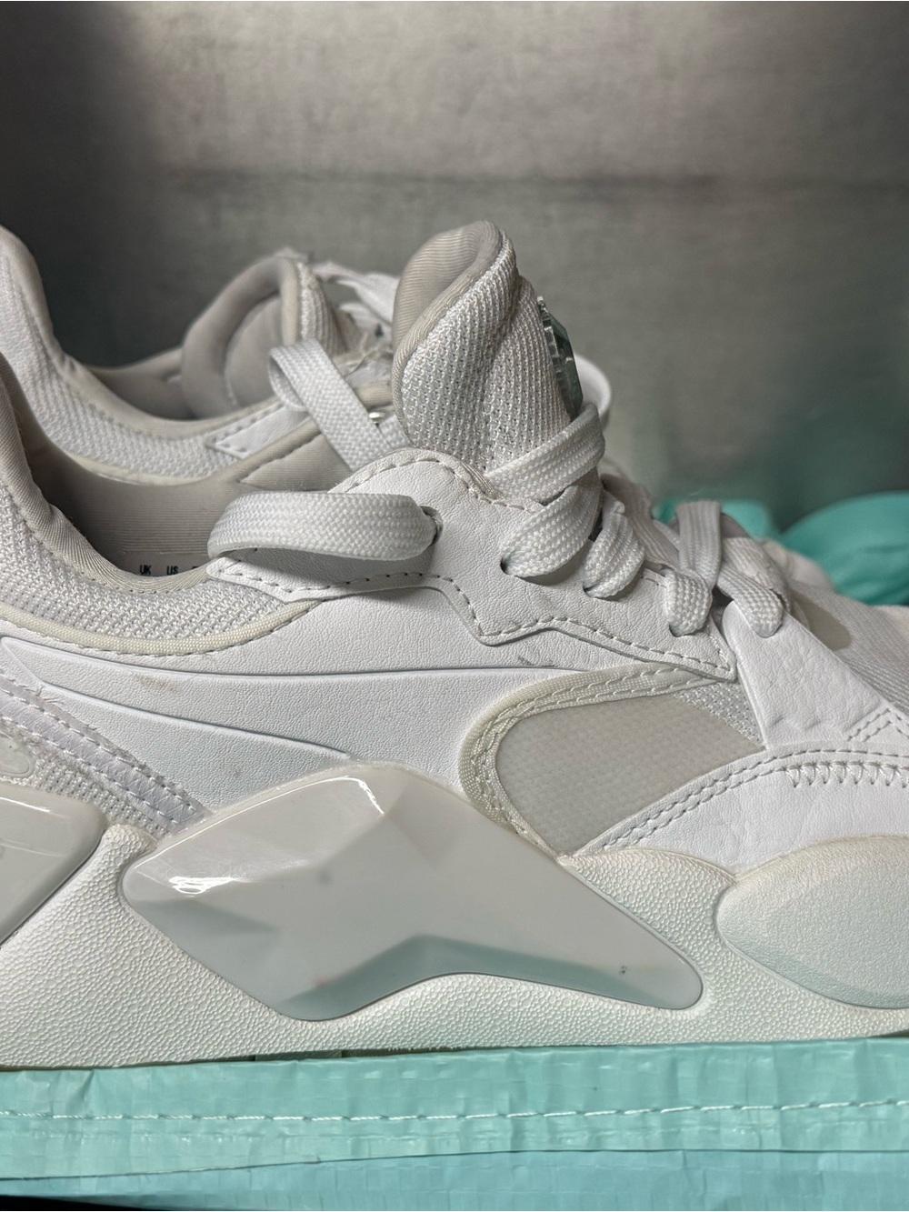 Puma White Sneakers with Mint Green Sole